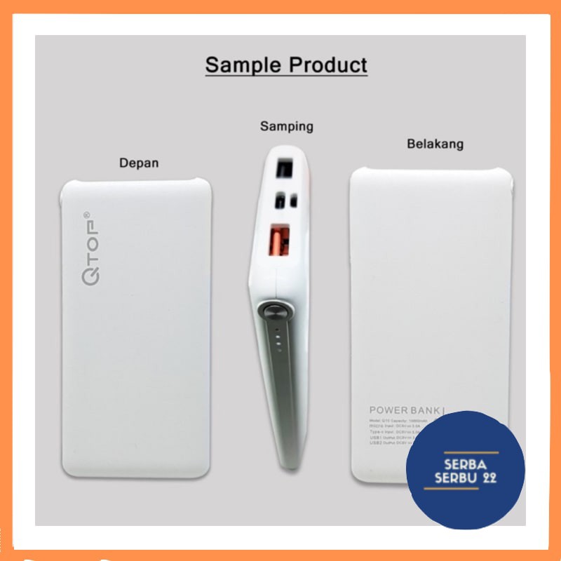 PowerBank QTOP Q10 10000mAh / PowerBank Quick Charge QC 3.0 + PD Real Capacity Power Bank