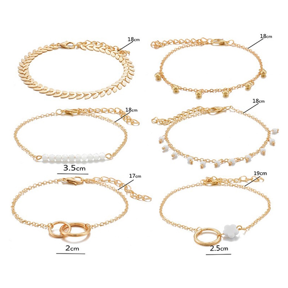 Maurice Jewellery Gelang Wanita Multilayer Model Bohemian Enam Layer Perhiasan Hijab Fashion Wanita Kekinian Selebgram 2022 Korean Style SimpleTemperament Wild Clavicle Chain Bracelet Women-3