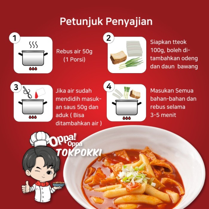 

Siap Krim Oppa Tteokbokki Tokpokki Tokpoki Topoki Korea Rice Cake 500G