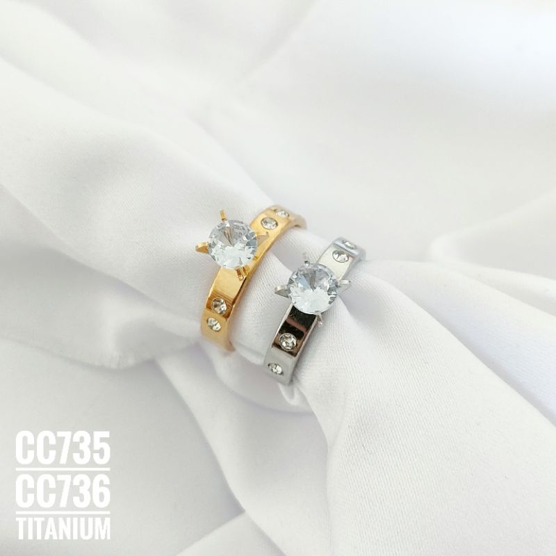 Cincin Titanium termurah Gold/Silver CC735/CC736