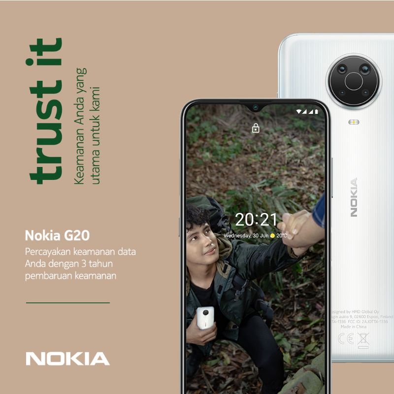 Terbaru HP Android Nokia G20 4/64 Ram 4GB Rom 64GB - Garansi Resmi TAM 1 Tahun Original - Handphone Smartphone Warna Night Blue Glacier White Biru Putih - 4GB/64GB 4 64 GB - Promo Murah Lebay-Glacier