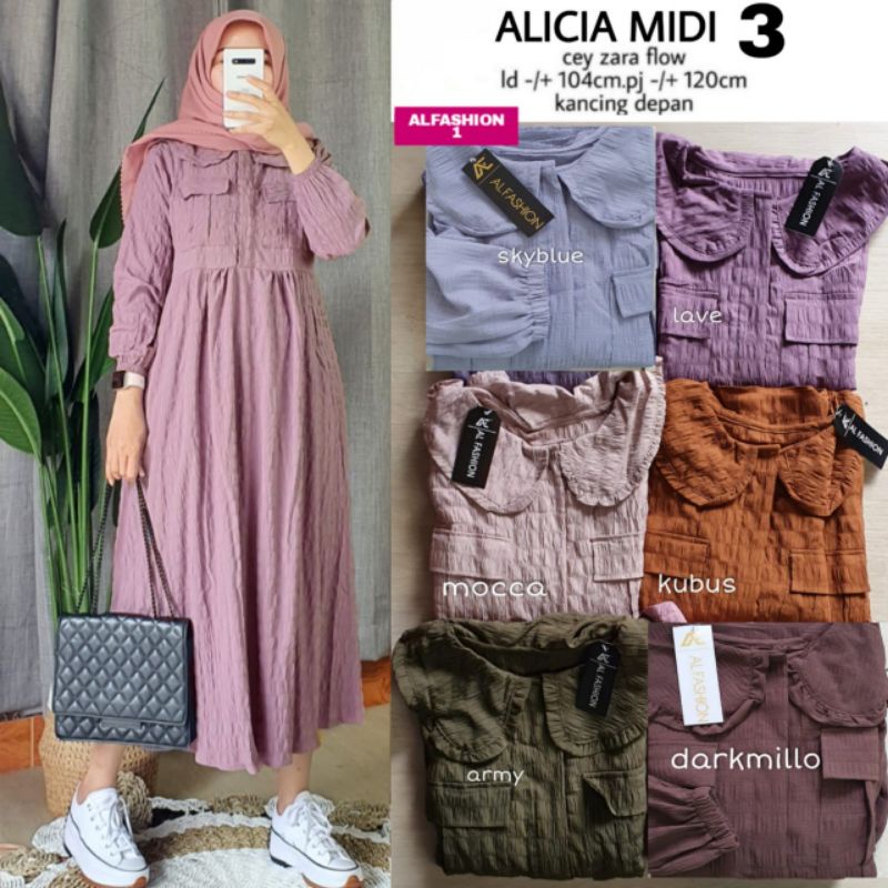 Alicia midi #3 cey zara flow kancing depan alfashion 1
