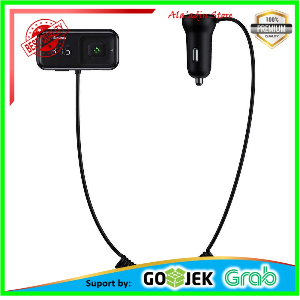 Cuci Gudang Baseus S-16 Bluetooth 5.0 FM Transmitter 2 USB Car Charger CCTM-E01