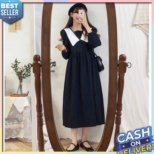 Baju Dress Pesta Natal Wanita Remaja Kondangan  Murah Kekinian Terbaru Dres Bahan Moscrepe Ld 90 Gau