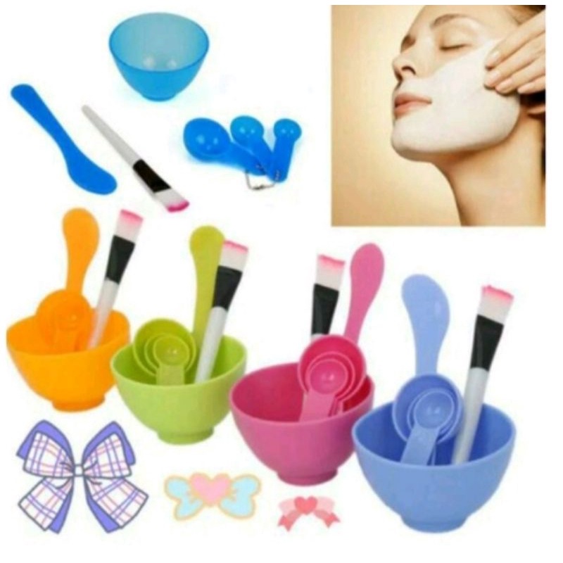 MANGKOK MASKER SET/WADAH MASKER SET WITH BRUSH 4 IN 1 MURAH