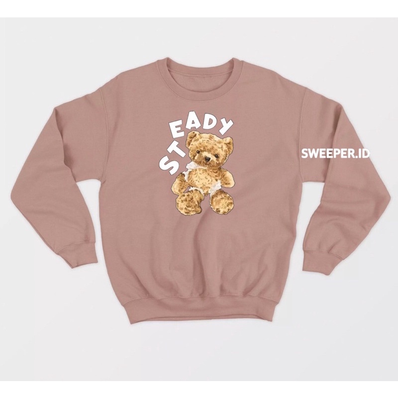 SWEATER STEADY BEAR SABLON PRINTING BAHAN FLEECE