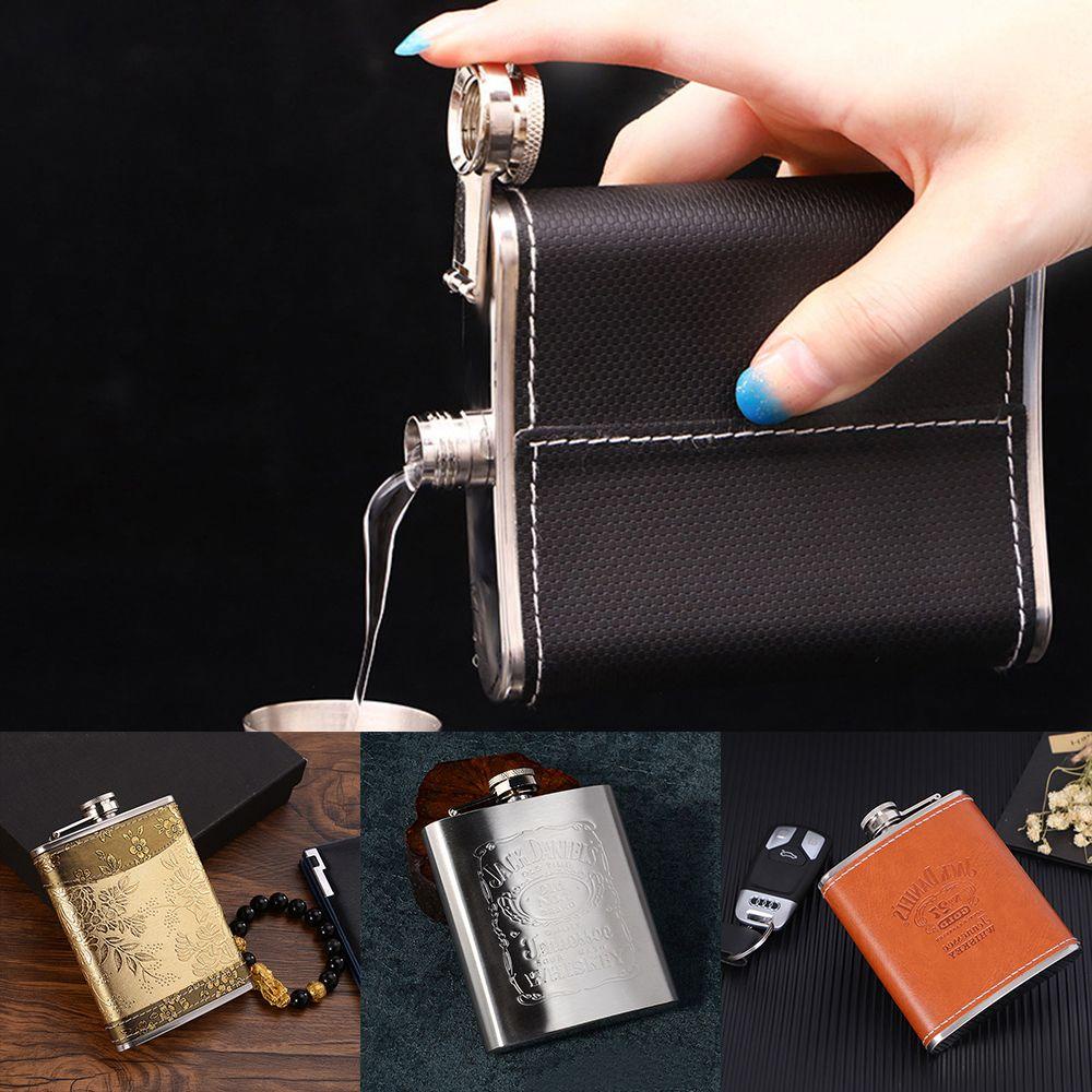 Rebuy Hip Flask Travel Mini Portable Rusia Stainless Steel Alkohol Botol Perlengkapan Minum