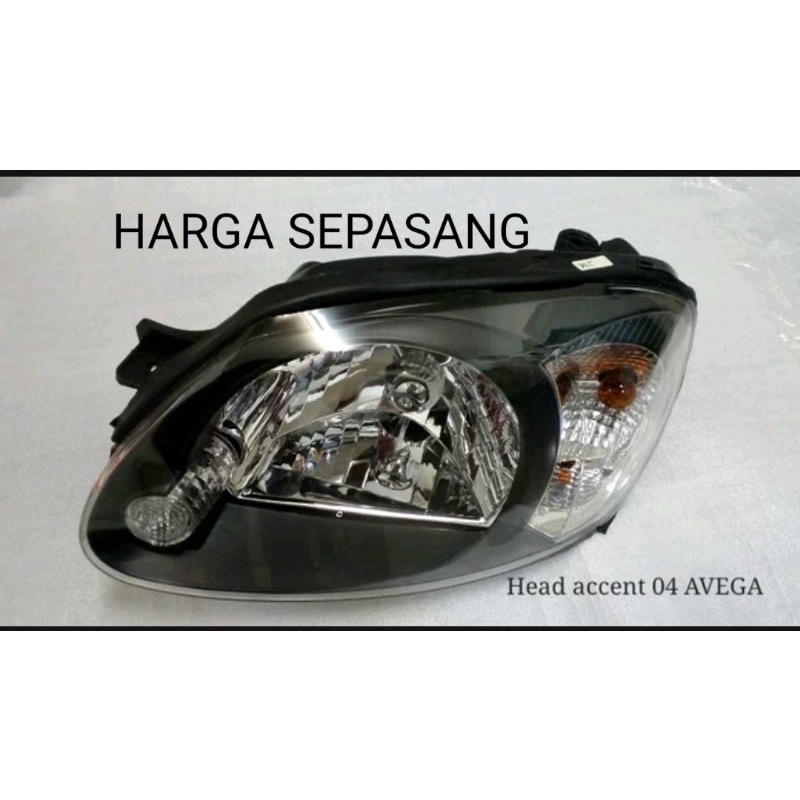 HYUNDAI AVEGA 04 05 2004 2005 2006 2007 2008 2009 SEPASANG HEADLAMP HEAD LAMP LAMPU BESAR BLACK HOUS