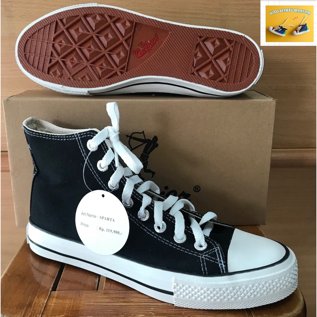 Sepatu WARRIOR SPARTA HC & WARRIOR CLASSIC LC  Original Hitam Putih Panjang Original 100%,Termurah
