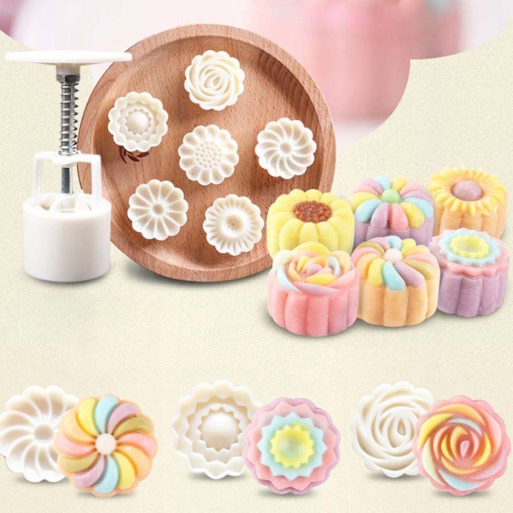 Suyo Cetakan Pemotong Adonan Kue Cookie Bentuk Bundar Desain Bunga, 6 Gaya