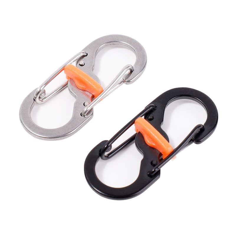 Gantungan Kunci Carabiner Bentuk Angka 8 Bahan Metal Anti Maling / Jatuh Untuk Camping / Climbing