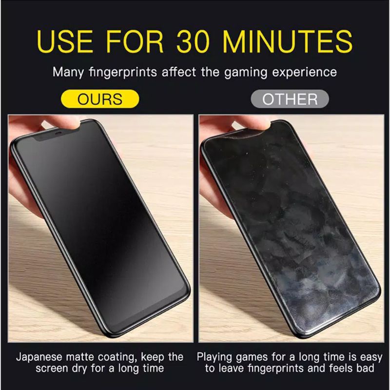 Matte Glass 9H Full Layar Infinix Hot 8 Hot 9 Hot 9 Play Hot 10 Hot 10T Hot 10S Hot 10 Play Hot 11S Nfc Hot 11 Hot 11 Play Hot 12i Smart 5 Smart 6  Tempered Glass Anti Minyak Anti Gores Kaca Full Layar