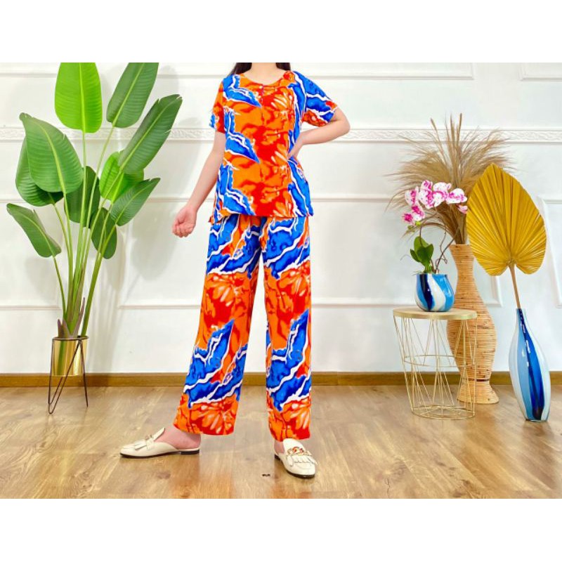 SETELAN CELANA PANJANG KENCANA UNGU / PIYAMA CELANA PANJANG / SETELAN KENCANA UNGU