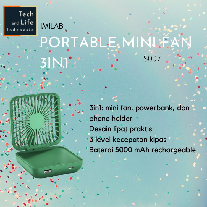 Imilab S007 Handheld Portable Mini Fan Powerbank 5000mAh Phone Holder Kipas Angin
