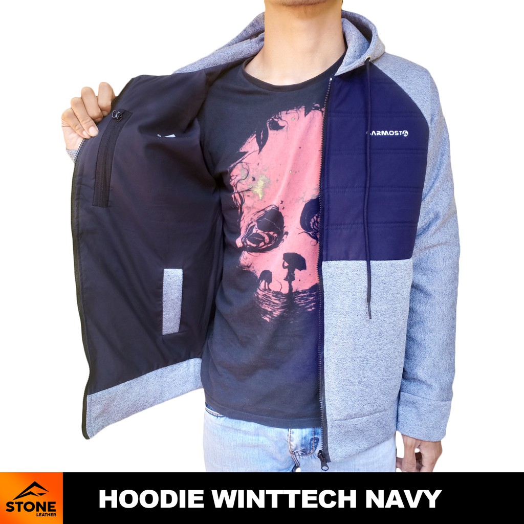 Stone Leather - Jaket Pria Hoodie Winttech Navy