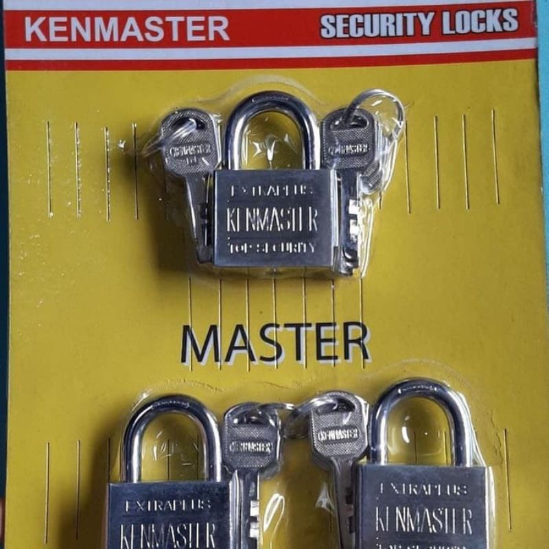 UK.40mm , isi Set 3 . Kenmaster , Gembok , Kunci Gembok , Master Key