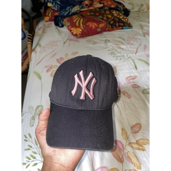 Topi second MLB setelan Hitam Pink newyork NY yankees ORI