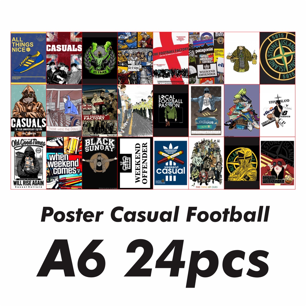 Poster Casual Football A6 24pcs Poster Aesthetic Poster Dinding Aesthetic Poster Kamar