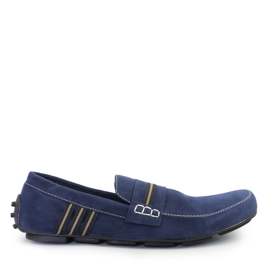 BIG SALE!! Sepatu Slop Pria Adidas UNO Moccasin Suede Navy Kasual Slip On Gaya Pria Slop Cowo Murah