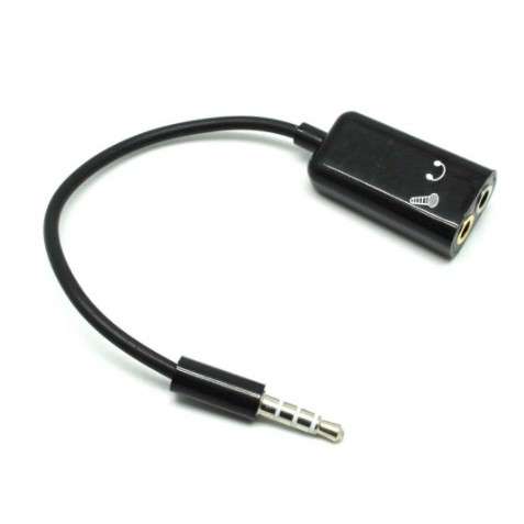 [KABEL HP] - Microphone Headphone Audio Splitter 3.5mm ke 2 x 3.5mm - FA29735 - Black