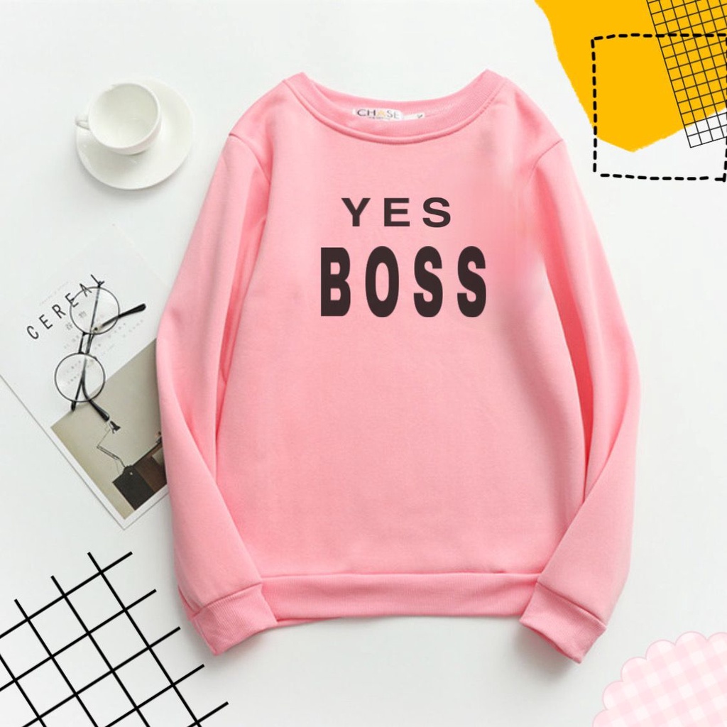 damai fashion jakarta - baju atasan SWEATER YES BOSS - konveksi murah tanah abang