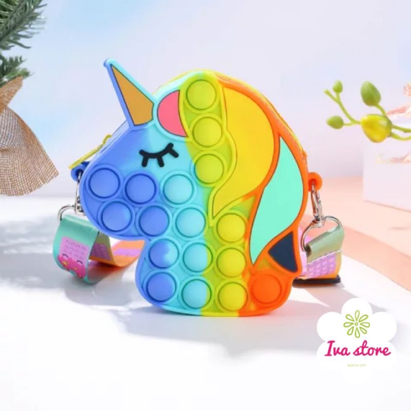 Tas Pop it  LED Unicorn hello kitty Mini