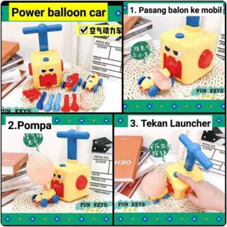 Air Pressure Powered Ballon Car Balon  Mobil  Mainan  Pompa 