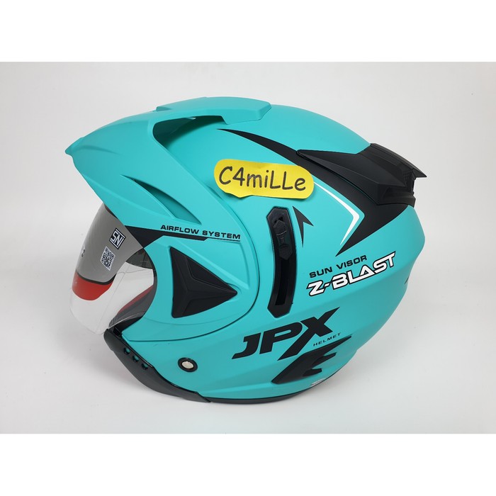CMS31HELM JPX BLAST 2 ICE BLUE DOFF DOUBLE VISOR HALF FACE