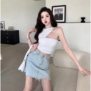 SEXYLADIES Tanktop wanita one shoulder croptop korean style ada cup busa