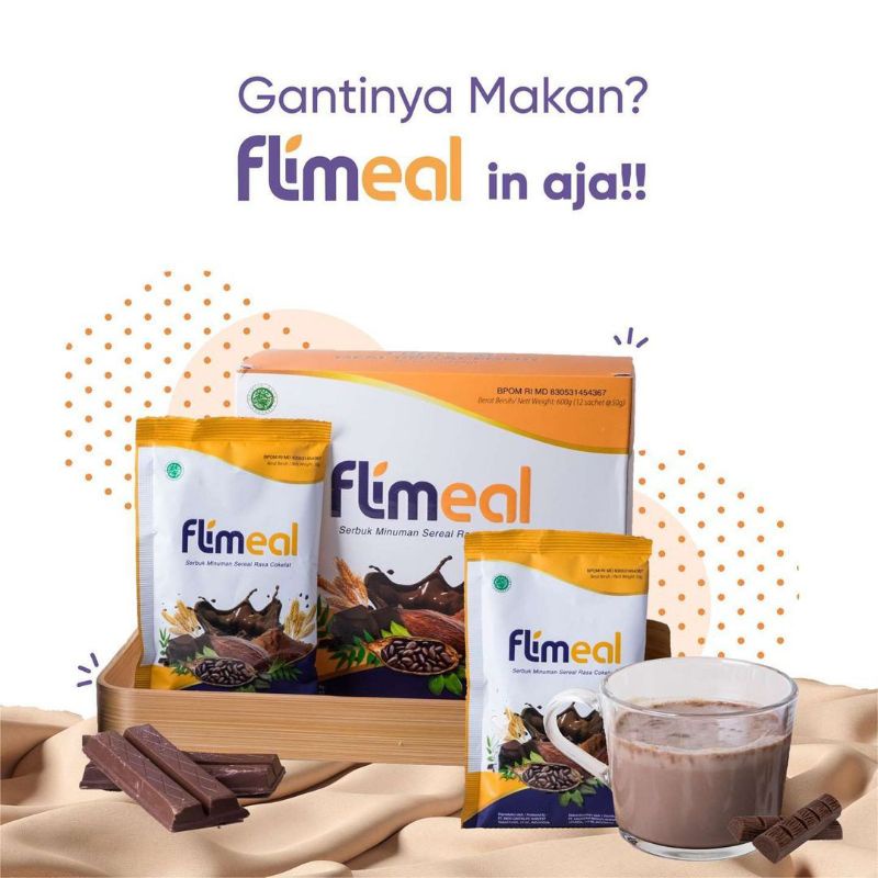 Paket Diet Sachet Flimeal 6 Sachet + Flimty Fiber 8 Sachet (1/2 Box)