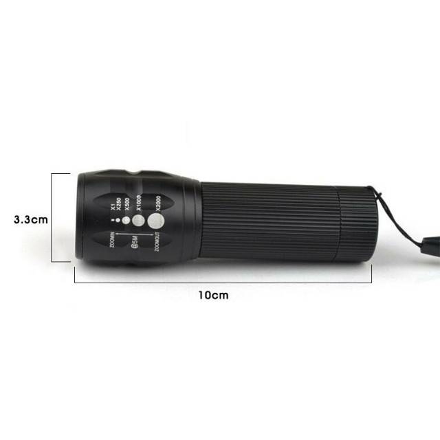 TaffLED Senter LED Flashlight Cree Q5 2000 Lumens - Black