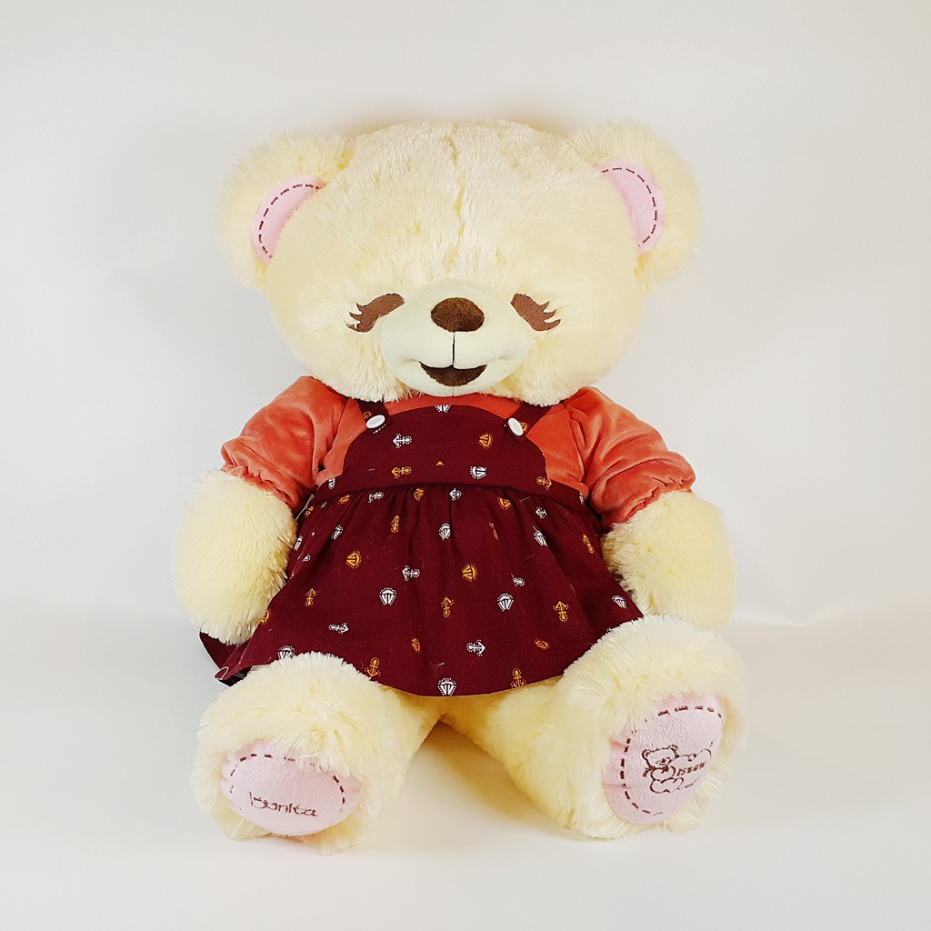 Boneka Beruang Istana Boneka STD Bonita Cream with Baju Overoll