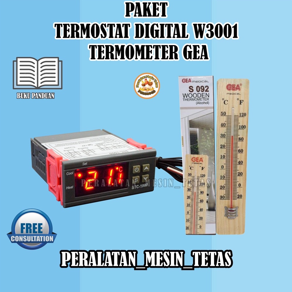 Paket Alat Mesin Tetas STC 1000 &amp; Thermometer Kayu GEA