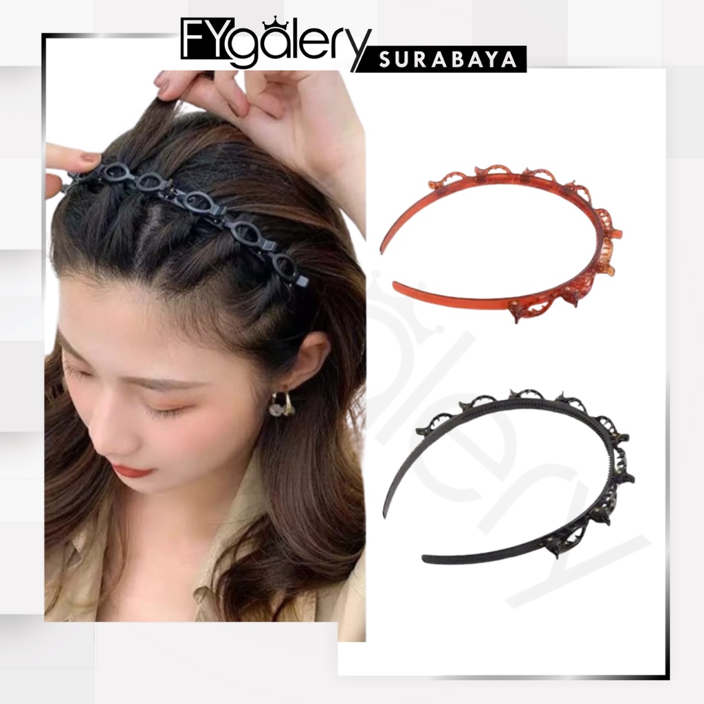 FYGALERYSURABAYA ACC168 Bando Jepit Rambut Kepang Headband Korean Polos Aksesoris Rambut