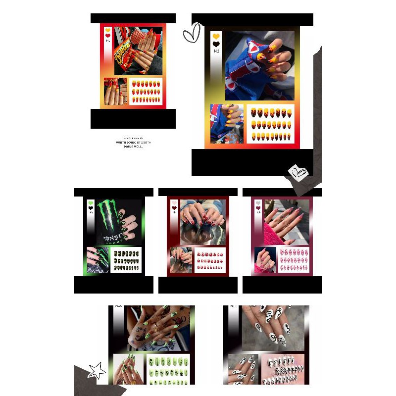 

24pcs/set kuku palsu gaya eropa /amerika dengan lem nails art an