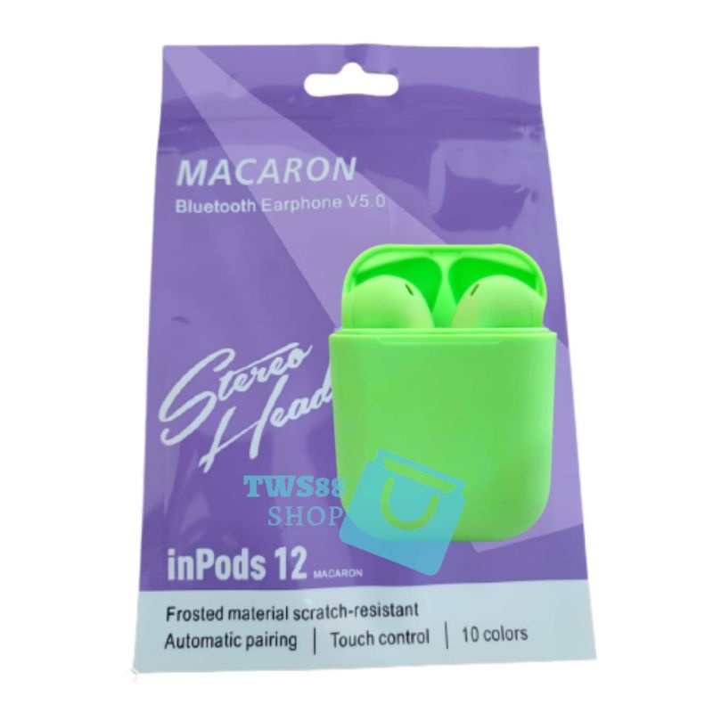 Inpods 12 TWS Wireless Earphone Bluetooth 5.0 Warna Macaron inPods12-Hijau 