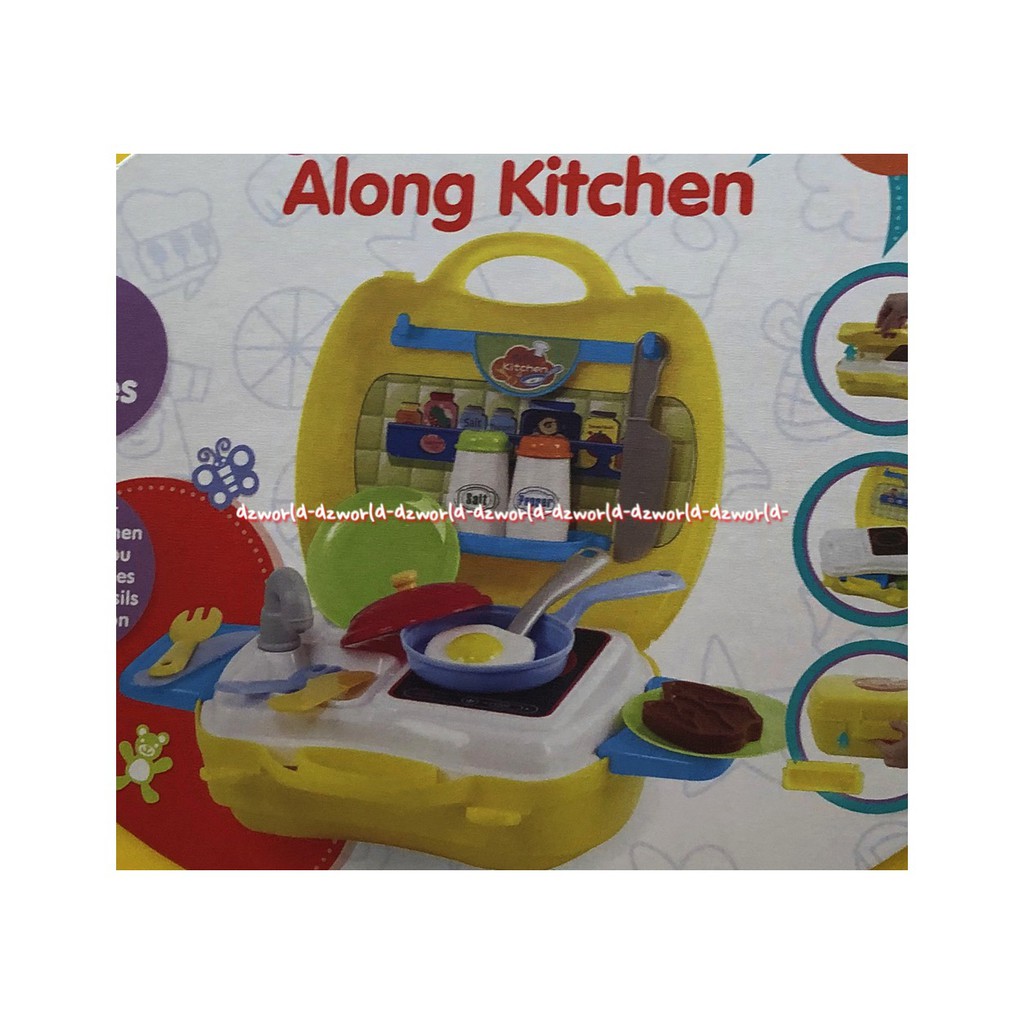 Play Go My Carry Along Kitchen Portable Tas Mainan Anak Isi Set Mainan Masakan 22pcs