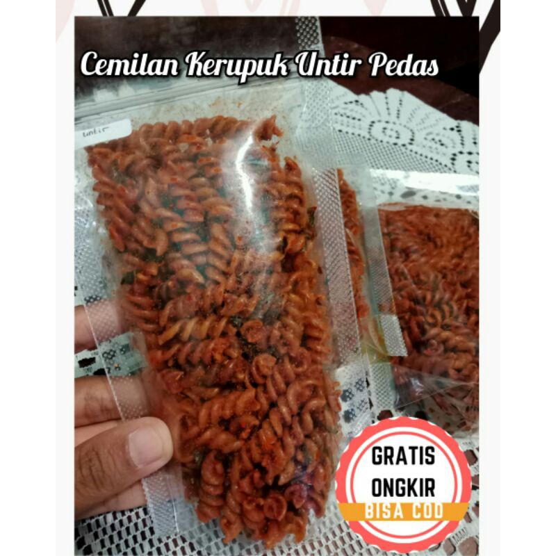 

Kerupuk Makaroni Spiral Cemilan Untir Super Pedas Bumbu Glabed Khas Pemalang Kemasan 100 gram