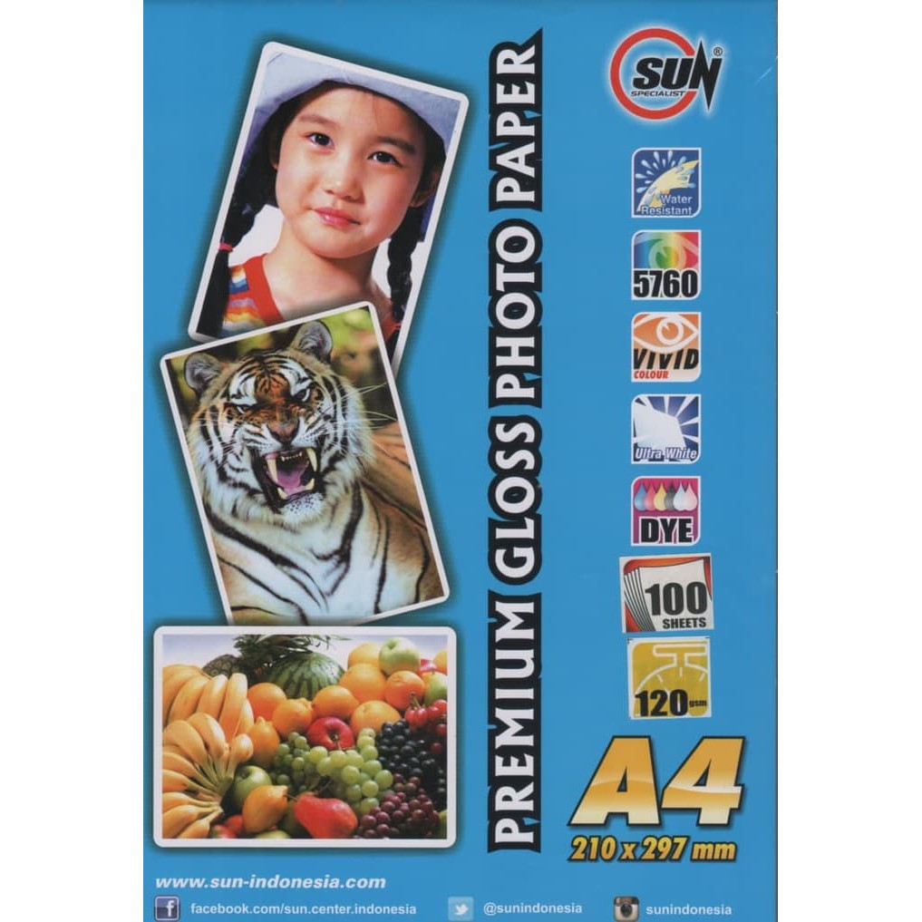 

SUN Premium Gloss Photo Paper A4 100lbr 120gsm