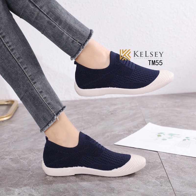 (GRATIS ALAS KAKI) RESTOCK!!  NICOLE SEPATU SLIP ON KELSEY TM55 SEPATU FLYKNIT SHOES FLAT SEPATU WANITA IMPORT