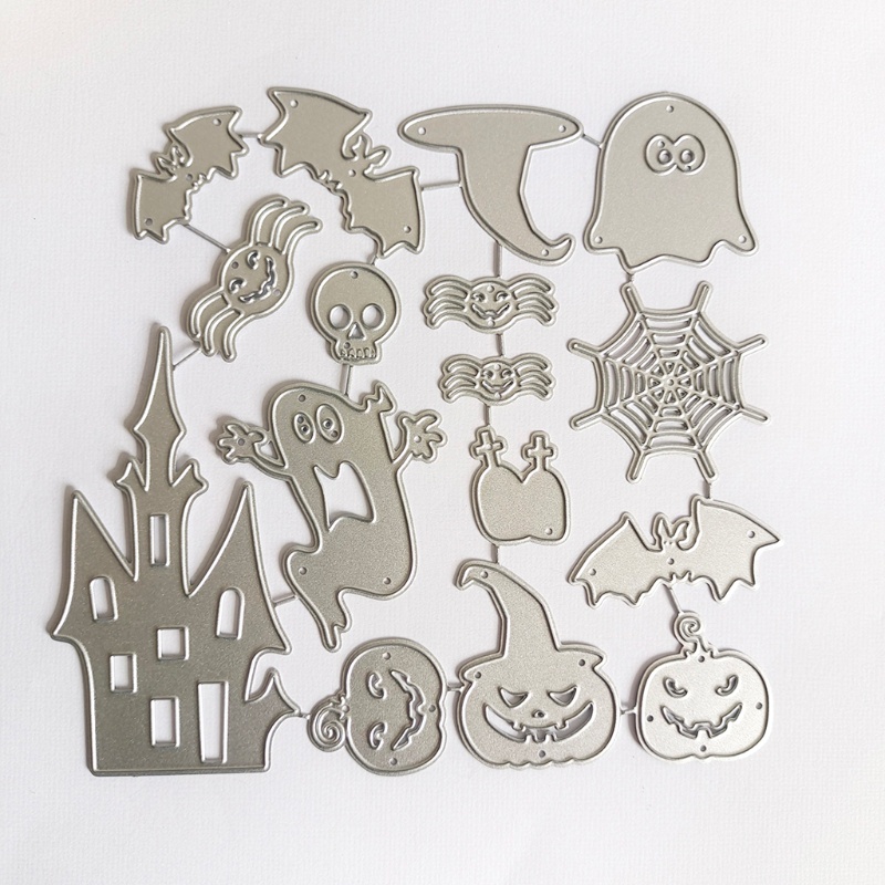 Cetakan Stensil Cutting Dies Motif Halloween Bahan Metal Untuk Scrapbook / Craft DIY / Embossing