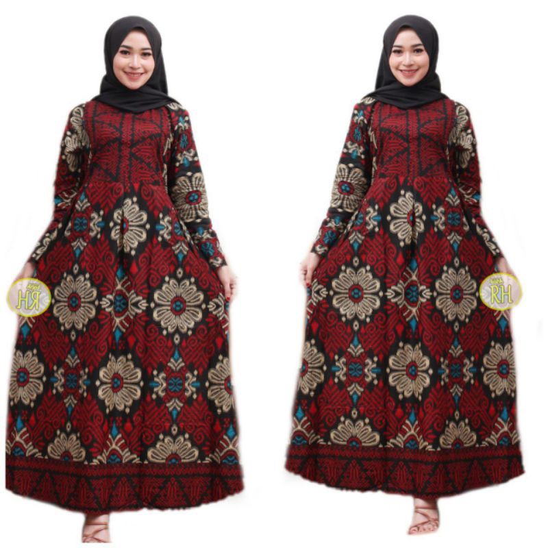 Batik Couple keluarga sania ruffle ori ndoro jowi dnt motif KECUBUNG MERAH TERMURAH SHOPEE-GAMIS