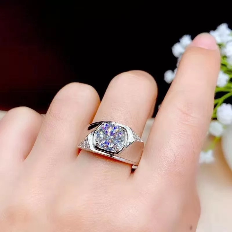 Cincin Pria Perak Berlian Imitasi Kualitas Super Berkilau Mewah Minimalis Elegan