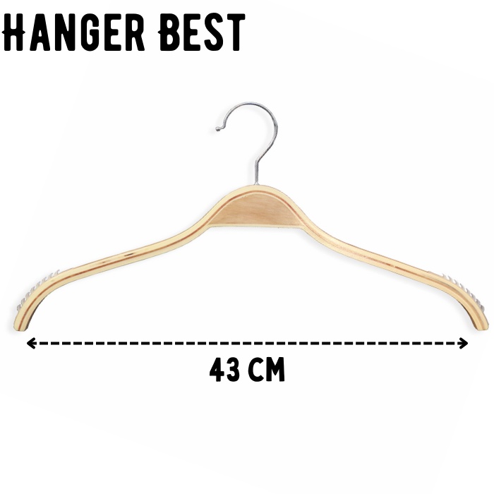 Hanger Kayu Model Zara | Hanger Kayu Zara Bahu Karet Samping | Hanger Gantungan kayu ZRA