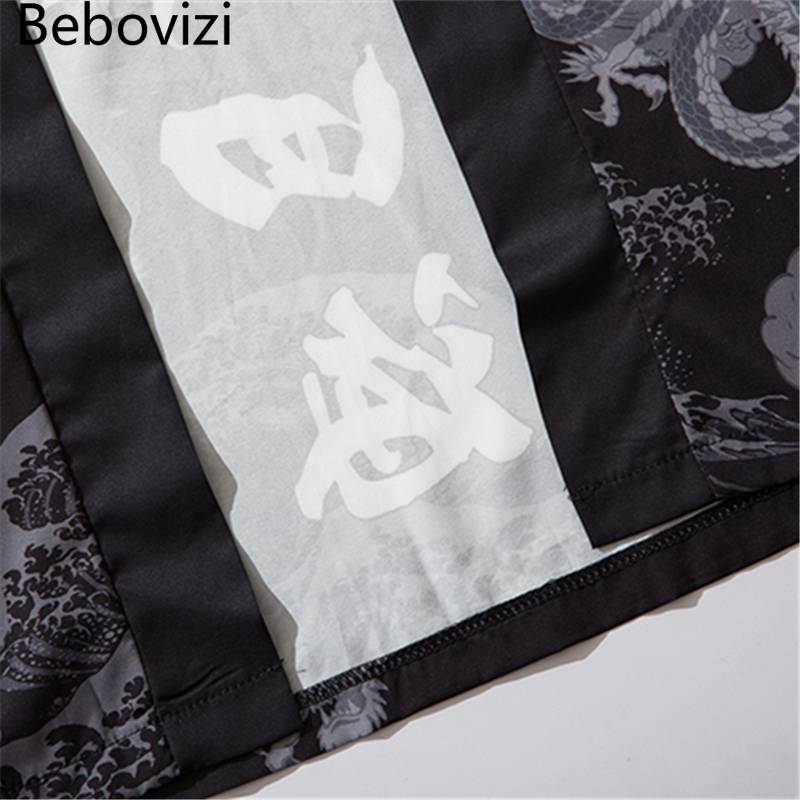 Bebovizi Dragon Print Yukata Cardigan Men Women Fashion Asian Harajuku Japanese Cosplay Kimono