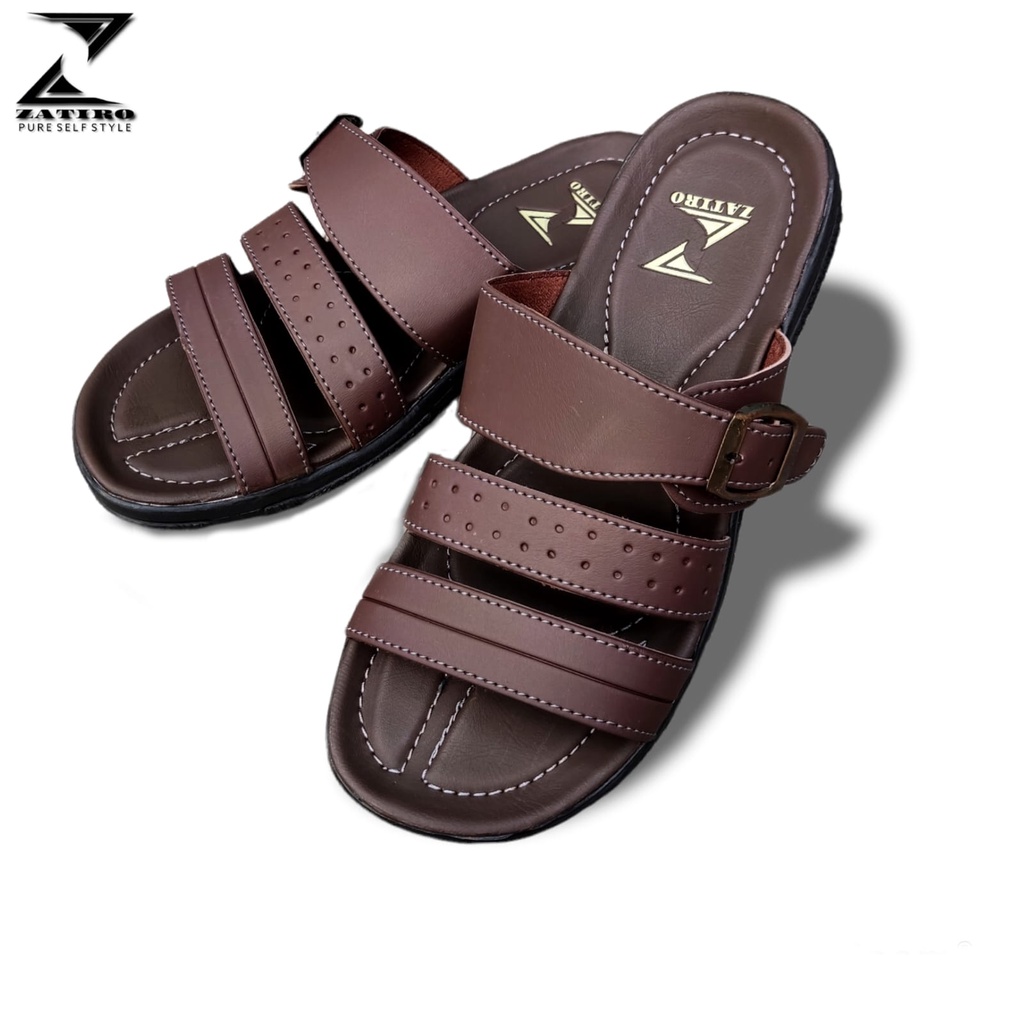 Berkah Shopee!! Sandal Slop Kulit Pria Casual - Dijamin Berkualitas Sesuai Foto - Terlaris Sandal Slip On Slide Kokop Fashion Termurah - COD 38 39 40 41 42 43