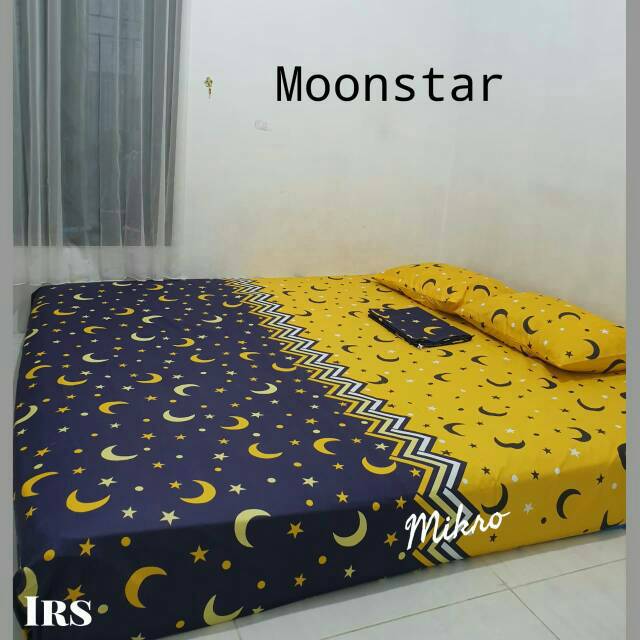 Sprei homemade MOONSTAR KOMBI BULAN BINTANG KUNING BIRU KOMBINASI  MOTIF BEST SELLER