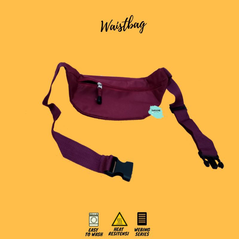 Waist bag Wanita Pria Maroon Polos Terlaris