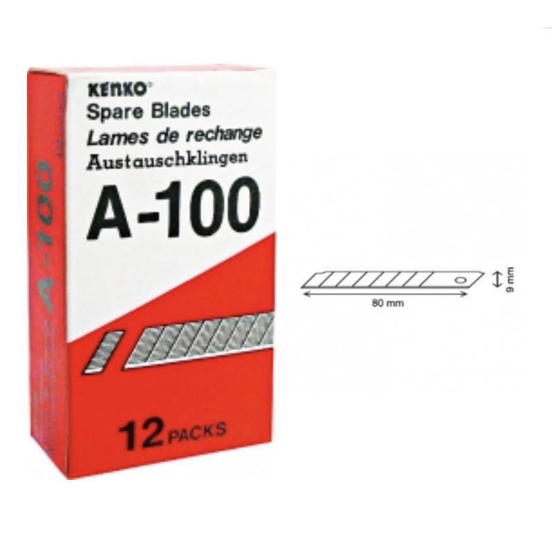 

1 kotak (12 pak isi @ 5 pcs) Isi Cutter Kecil Kenko A 100 ASLI