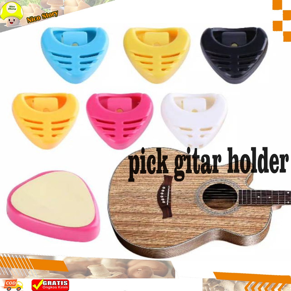 (NCS) MURAH Pick Gitar Holder Plektrum Guitar Pick Box Color Premium Universal Heart shaped Paste